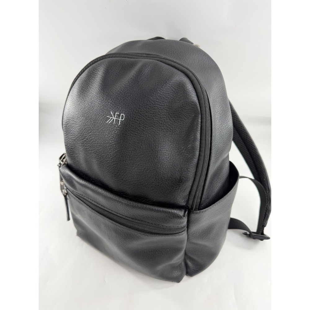 Freshly Picked Classic Diaper Bag Backpack Black Vegan Leather Padded Straps